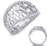 ESTATE WIDE .95CT DIAMOND 14KT WHITE GOLD 3D MULTI ROW ETOILE WAVE FUN RING