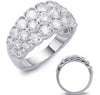 WIDE 2.14CT DIAMOND 14KT WHITE GOLD MULTI ROW CLASSIC OCTAGON ANNIVERSARY RING