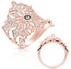 ESTATE LARGE 1.27CT DIAMOND 14KT ROSE GOLD 3D FLOWER OPEN FILIGREE FUN RING