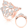 ESTATE LARGE .90CT DIAMOND 14KT ROSE GOLD 3D FLOWER OPEN FILIGREE FUN RING