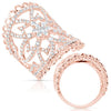 ESTATE LARGE 1.68CT DIAMOND 14KT ROSE GOLD 3D FLOWER OPEN FILIGREE FUN RING