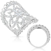 ESTATE LARGE 1.68CT DIAMOND 14KT WHITE GOLD 3D FLOWER OPEN FILIGREE FUN RING