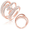 LARGE 1.60CT DIAMOND 14KT ROSE GOLD MULTI ROW CRISS CROSS DOUBLE SWIRL FUN RING