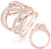 ESTATE LARGE 1.0CT DIAMOND 14KT ROSE GOLD LOVE KNOT CRISS CROSS FUN RING