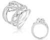 ESTATE LARGE 1.0CT DIAMOND 14KT WHITE GOLD 3D LOVE KNOT CRISS CROSS FUN RING