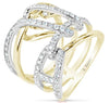 ESTATE LARGE 1.0CT DIAMOND 14KT 2 TONE GOLD 3D LOVE KNOT CRISS CROSS FUN RING