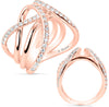 ESTATE LARGE .86CT DIAMOND 14KT ROSE GOLD 3D CLASSIC MULTI ROW LOVE KNOT RING