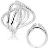 ESTATE LARGE .86CT DIAMOND 14KT WHITE GOLD 3D CLASSIC MULTI ROW LOVE KNOT RING