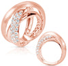 LARGE 1.07CT DIAMOND 14K ROSE GOLD 3D CRISS CROSS MATTE & SHINY MULTI HEART RING