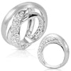 LARGE 1.07CT DIAMOND 14KT WHITE GOLD CRISS CROSS MATTE & SHINY MULTI HEART RING