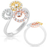 ESTATE WIDE .51CT DIAMOND 14KT TRI COLOR GOLD 3D CIRCULAR FLOWER ETOILE FUN RING