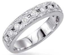 .47CT DIAMOND 14KT WHITE GOLD FILIGREE MILGRAIN SEMI ETERNITY ANNIVERSARY RING