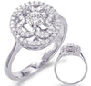 ESTATE .44CT DIAMOND 14KT WHITE GOLD FLOWER FOUR LEAF CLOVER HALO FILIGREE RING
