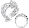 ESTATE WIDE 1.55CT DIAMOND 14KT WHITE GOLD 3D MULTI ROW LOVE KNOT V SHAPE RING