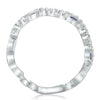 ESTATE .40CT DIAMOND & AAA SAPPHIRE 14KT WHITE GOLD SWIRL LEAF ANNIVERSARY RING