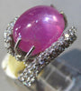 ESTATE EXTRA LARGE 15.0CT DIAMOND & AAA STAR RUBY 18KT WHITE GOLD 3D LOVE RING