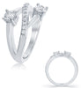 ESTATE WIDE .76CT DIAMOND 14KT WHITE GOLD 3D CLASSIC TWO STONE FUN LOVE RING