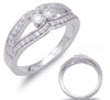 ESTATE .79CT DIAMOND 14KT WHITE GOLD 3D CLASSIC TWO STONE LOVE KNOT LOVE RING