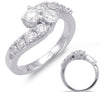 ESTATE 1.30CT DIAMOND 14KT WHITE GOLD 3D CLASSIC TWO STONE CRISS CROSS LOVE RING