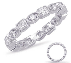 .84CT DIAMOND 14K WHITE GOLD ROUND & PRINCESS FILIGREE ETERNITY ANNIVERSARY RING