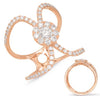 ESTATE LARGE .91CT DIAMOND 14KT ROSE GOLD 3D FLOWER LOVE KNOT INFINITY FUN RING