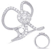 ESTATE LARGE .91CT DIAMOND 14KT WHITE GOLD 3D FLOWER LOVE KNOT INFINITY FUN RING