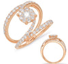 ESTATE LARGE 1.27CT DIAMOND 14KT ROSE GOLD 3D FLOWER CRISS CROSS FUN RING