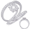 ESTATE LARGE 1.27CT DIAMOND 14KT WHITE GOLD 3D FLOWER CRISS CROSS FUN RING