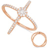 ESTATE .68CT DIAMOND 14KT ROSE GOLD 3D FLOWER CRISS CROSS CLASSIC LOVE RING