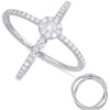 ESTATE .68CT DIAMOND 14KT WHITE GOLD 3D FLOWER CRISS CROSS CLASSIC LOVE RING
