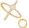 ESTATE .68CT DIAMOND 14KT YELLOW GOLD 3D FLOWER CRISS CROSS CLASSIC LOVE RING
