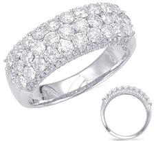 1.50CT DIAMOND 14KT WHITE GOLD 3 ROW DOUBLE SIDED SEMI ETERNITY ANNIVERSARY RING