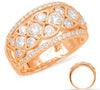 WIDE 1.47CT DIAMOND 14KT ROSE GOLD MULTI ROW ETOILE TRIANGULAR ANNIVERSARY RING