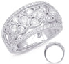 WIDE 1.47CT DIAMOND 14KT WHITE GOLD MULTI ROW ETOILE TRIANGULAR ANNIVERSARY RING