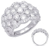 LARGE 2.48CT DIAMOND 14KT WHITE GOLD MULTI ROW CROWN PRINCESS ANNIVERSARY RING