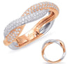 LARGE .43CT DIAMOND 14KT WHITE & ROSE GOLD CRISS CROSS LOVE KNOT ROPE FUN RING