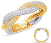 LARGE .43CT DIAMOND 14KT WHITE & YELLOW GOLD CRISS CROSS LOVE KNOT ROPE FUN RING