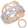 LARGE .32CT DIAMOND 14KT WHITE & ROSE GOLD MULTI LEAF BUTTERFLY ANNIVERSARY RING