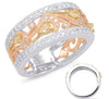 WIDE .82CT WHITE & FANCY YELLOW DIAMOND 14KT TRI COLOR GOLD 3D ANNIVERSARY RING