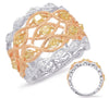 LARGE .97CT WHITE & FANCY YELLOW DIAMOND 14KT TRI COLOR GOLD 3D ANNIVERSARY RING