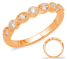 .28CT DIAMOND 14KT ROSE GOLD ROUND & MARQUISE SHAPE FILIGREE SEMI ETERNITY RING