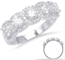 1.33CT DIAMOND 14KT WHITE GOLD 3D CLASSIC 5 STONE ROUND HALO ANNIVERSARY RING