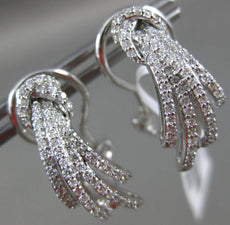 ESTATE .50CT DIAMOND 14K WHITE GOLD MULTI ROW LOVE KNOT CLIP ON HANGING EARRINGS