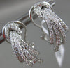 ESTATE .50CT DIAMOND 14K WHITE GOLD MULTI ROW LOVE KNOT CLIP ON HANGING EARRINGS