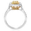 ESTATE 1.08CT WHITE & FANCY YELLOW DIAMOND 18K 2 TONE GOLD ENGAGEMENT RING