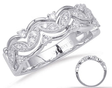 .26CT DIAMOND 14KT WHITE GOLD MULTI LEAF SEMI ETERNITY FILIGREE ANNIVERSARY RING