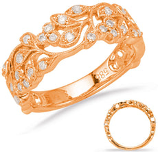 .27CT DIAMOND 14KT ROSE GOLD MULTI LEAF FILIGREE SEMI ETERNITY ANNIVERSARY RING