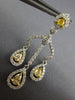 ESTATE 1.88CT WHITE & FANCY YELLOW DIAMOND 18KT 2 TONE GOLD 3D HANGING EARRINGS