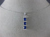 ESTATE .85CT DIAMOND & AAA SAPPHIRE 14KT WHITE GOLD PAST PRESENT FUTURE PENDANT