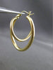 ESTATE 14KT YELLOW GOLD 3D CLASSIC ELONGATED CIRCULAR RING SHINY HOOP EARRINGS